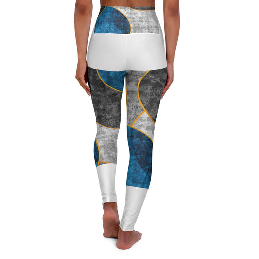 Womens High-waist Fitness Legging Yoga Pants - Black Blue Circular