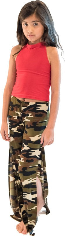 KIDS CAMOUFLAGE CUT SIDE PANTS
