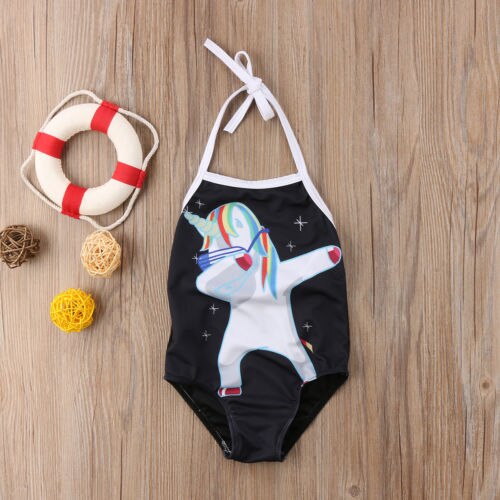 2018 Babies Unicorn One piece Halter Swimsuit Kids
