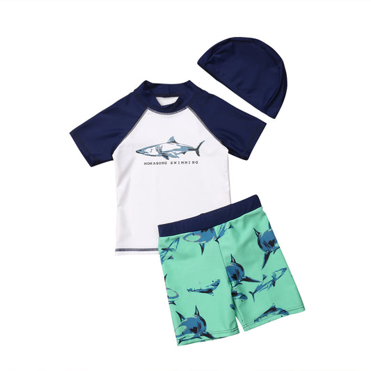 2018 New Baby Kids Boy 3Pcs Shark Swimsuit Little