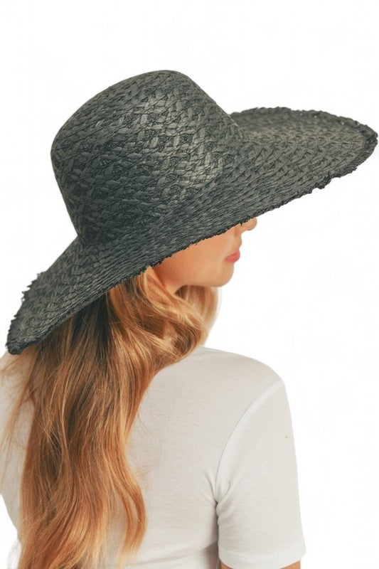 Wide Brim Frayed Edge Sun Hat