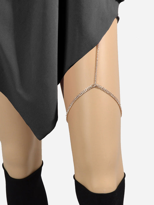 1pc Sexy Body Jewelry Gold Chain Crystal Black Velvet Bikini Stretchy