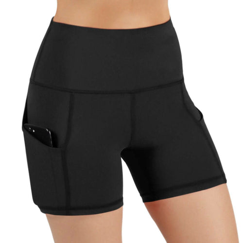Jolie High-Waisted Athletic Shorts with Hip Pockets | Black Lavender