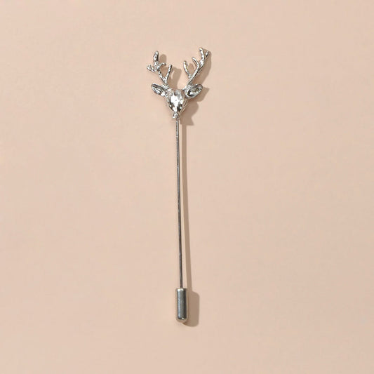 Christmas Reindeer Brooch Elk Deer Head Pins Gold Silver Animal