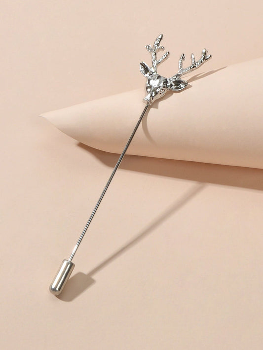 Christmas Reindeer Brooch Elk Deer Head Pins Gold Silver Animal