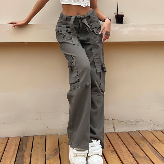 Vintage Multi Pocket Belt Casual Workwear Jeans Women | Carmine Juneberry