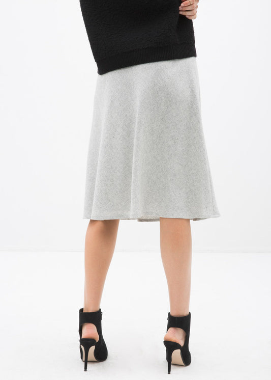 High Waisted Wool Knit Midi Skirt In Heather Grey | Lemon Hera