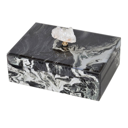 10' x 7' x 5' Black Marbled Jewelry Box, Stackable Decorative Storage