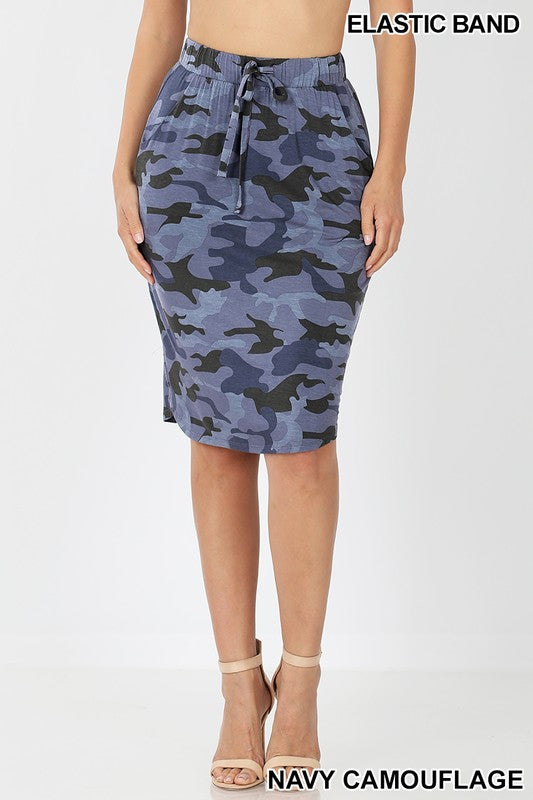 Camouflage Self Tie Tulip Hem Skirt | Pink Bearberry