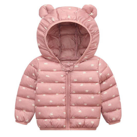 Kids' soft cotton outfit lightweight warm hooded jacket