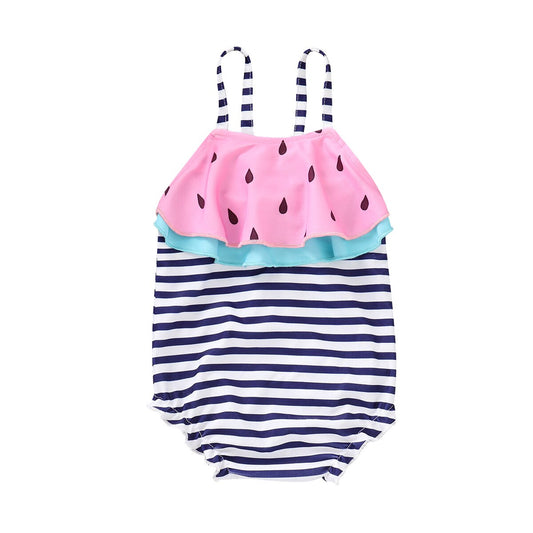 Baby Kids Girl Halter Stripes One piece Swimsuit
