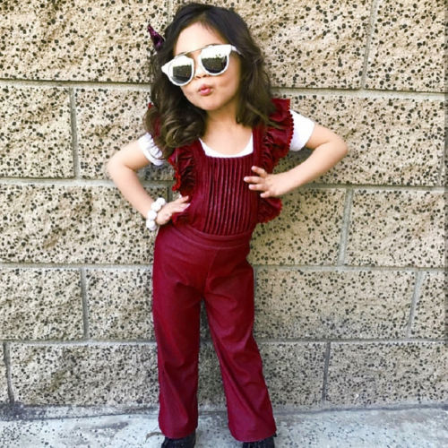 Fashion Toddler Kids Girls Velvet Bib Pants