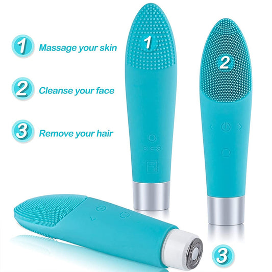 3 in 1 Ultrasonic Facial Cleansing Brush & Facial Hair Removal