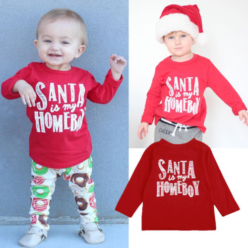 Kids Boy Long Sleeve T shirt Christmas Tee Toddler