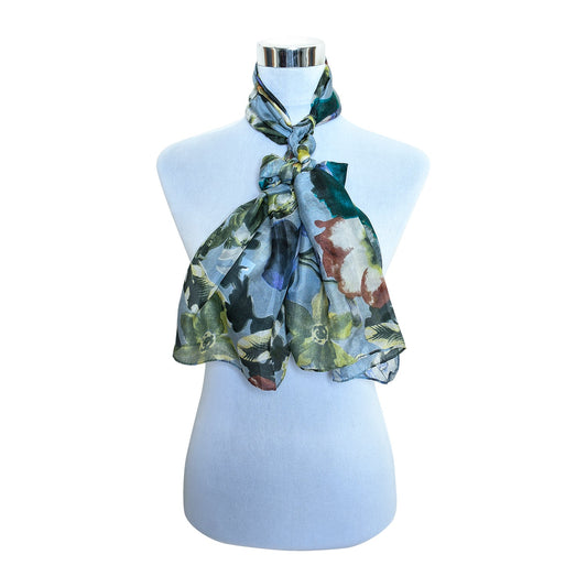 Premium Quality Printed Floral Scarf Cashmere Wool Lightweight MSL202