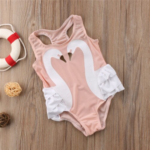 Newborn Kids Baby Girls Swan Bodysuit Baby Animals