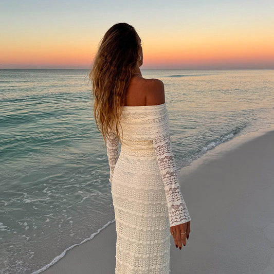 25 Edition โ Elegant Off-Shoulder Lace Maxi Dress (Socialite Style)