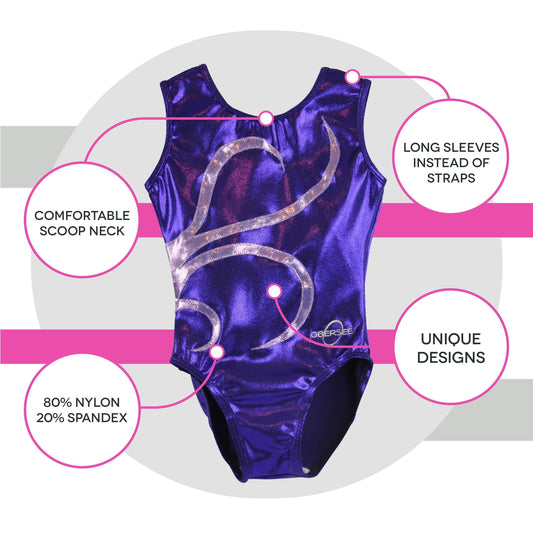 O3GL040 Obersee Girl's Girls Gymnastics Leotard - Purple Strands