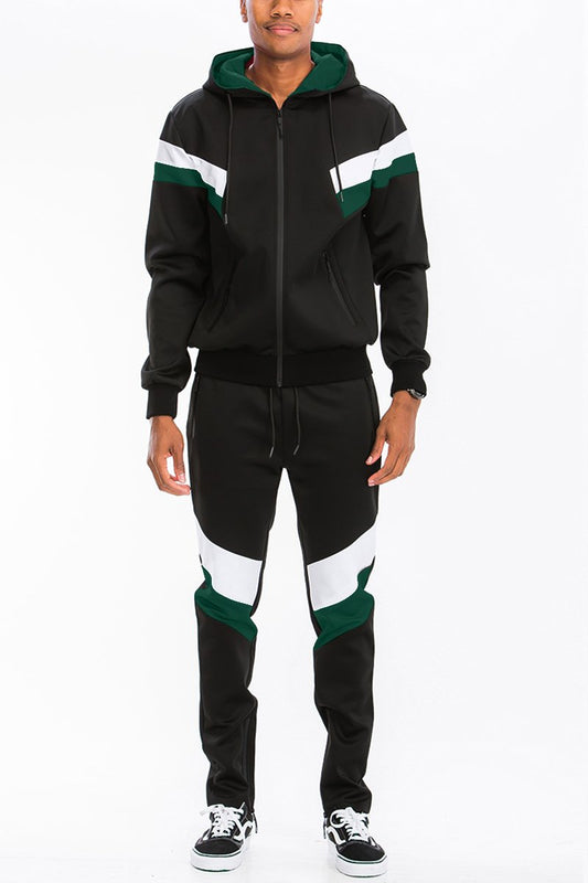 Chevron Track Set Co Ord 2 Pc Track Jacket and Pant Set