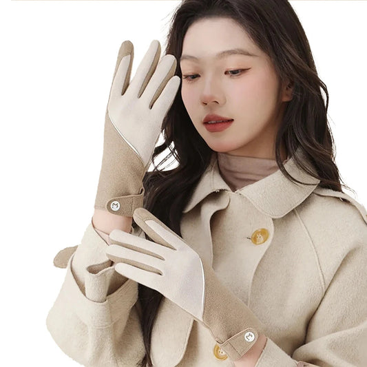 Cycling Warm Gloves Women Winter Skiing Bicycle Outdoor Sport Plush