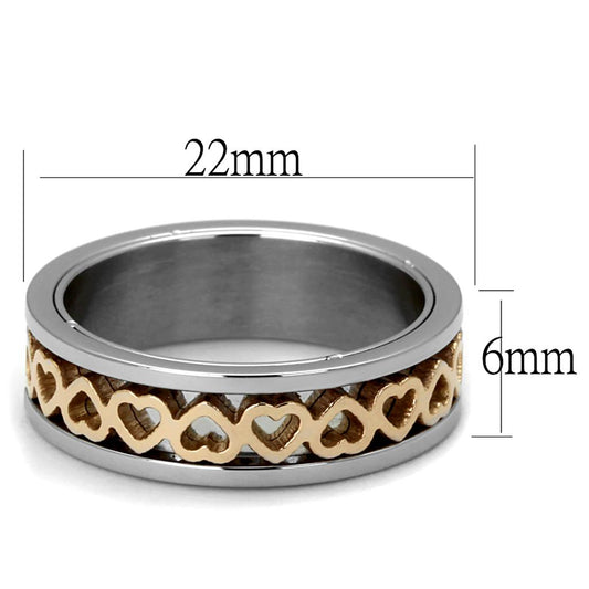 Two-Tone IP Rose Gold Stainless Steel Ring with No Stone