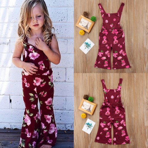 Toddler Kids Girls Summer Flower Overall Romper