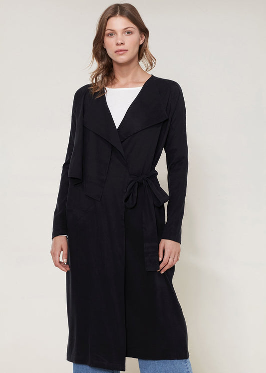 Women's Wrap Trench Coat In Black | Lemon Hera