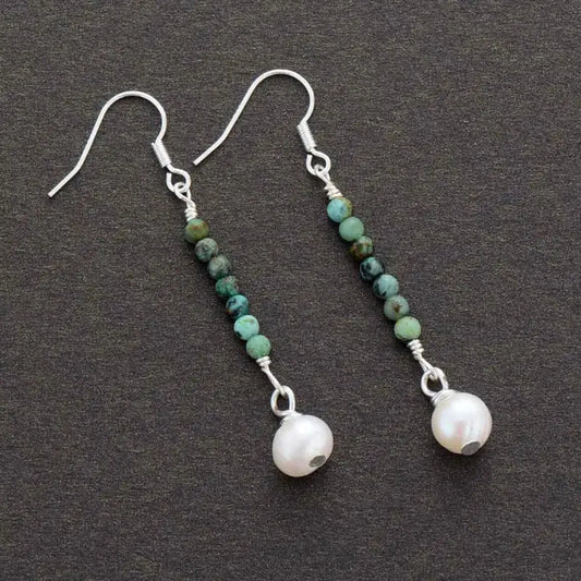 African Turquoises Pearl Earrings
