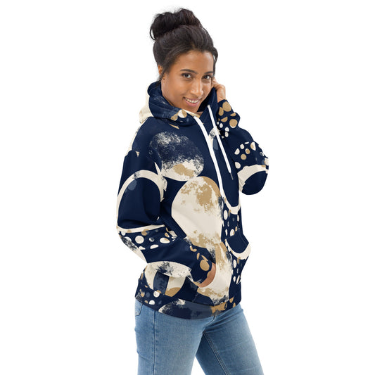 Womens Graphic Hoodie Blue Beige Spotted Print | Grey Coco