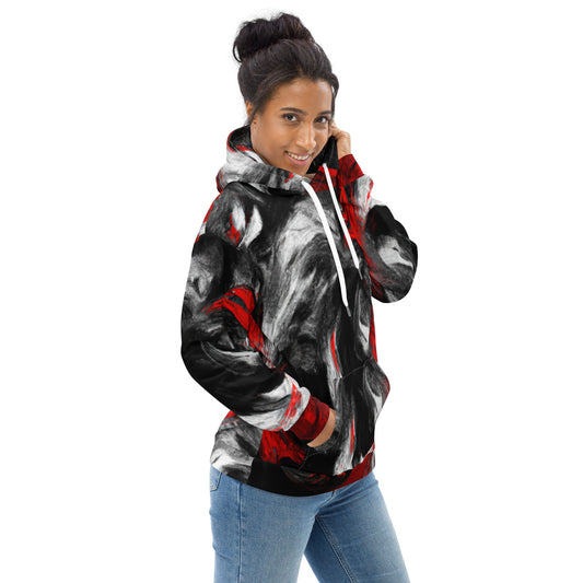 Womens Graphic Hoodie Decorative Black Red White Abstract Seamless | Stylish & Comfortable