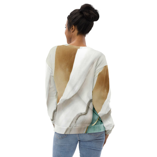 Womens Graphic Sweatshirt - Cream and White Marbled Pattern | Grey Coco