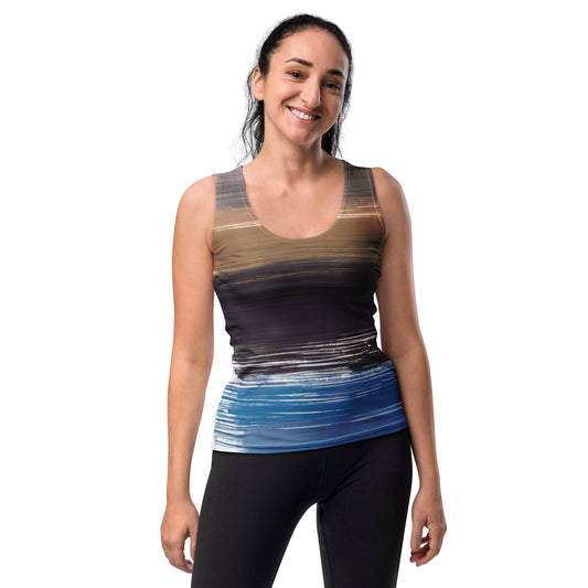 Womens Stretch Fit Tank Top – Rustic Purple Brown Design | Lightweight & Breathable