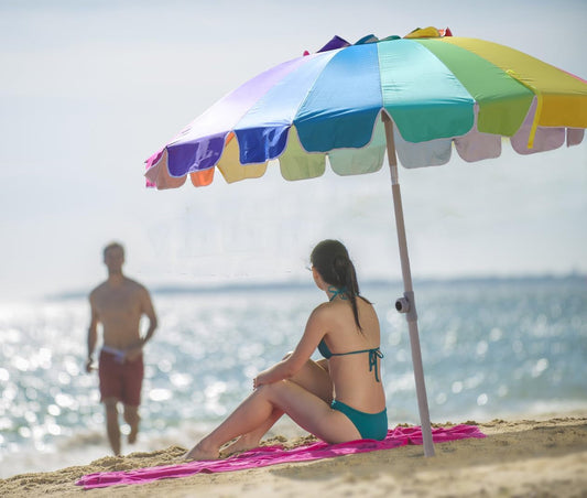 7.5Ft Heavy Duty HIGH Wind Beach Umbrella with Sand Anchor & Tilt Sun