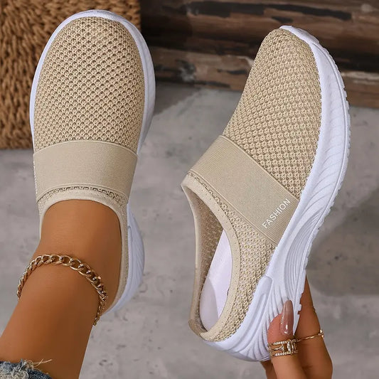 Women’s White Slip-On Sneakers – Breathable Mesh