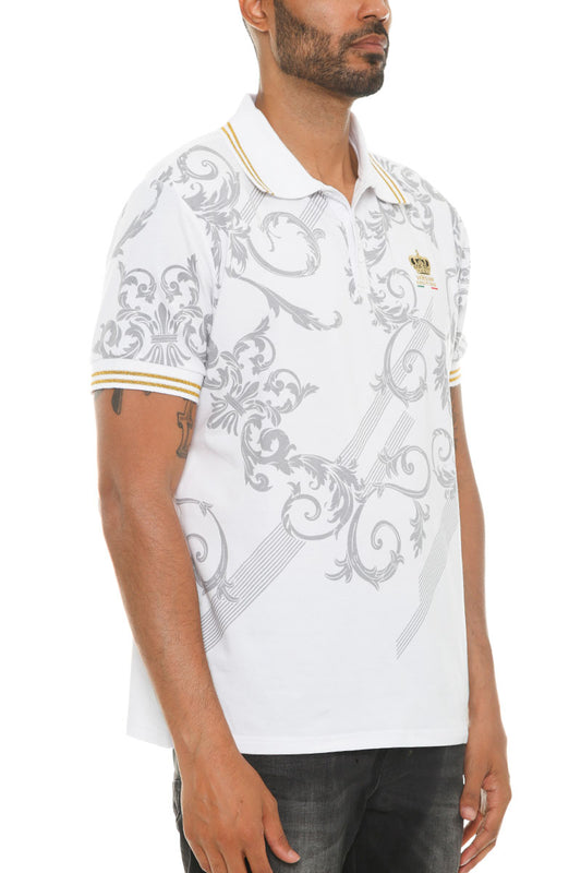 Italian Print Collared Polo Shirt
