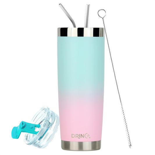 DRINCOยฎ 20oz Insulated Tumbler Spill Proof Lid 2 Straws(Macaron)