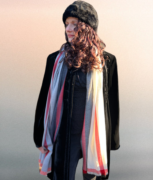 Black and White Classic Plaid Wool & Silk Scarf