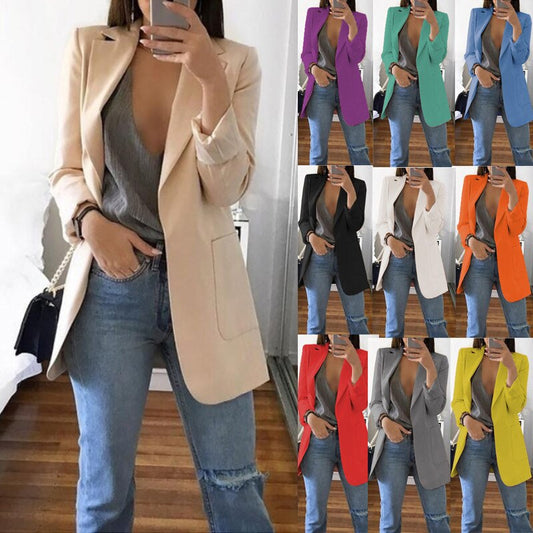 Autumn Women Casual Slim Blazers Suit Jacket Fashion Lady Office Suit | Blue Charlie