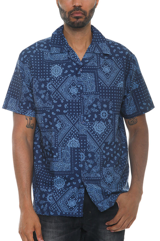 Mens Paisley Print Button Down Shirt