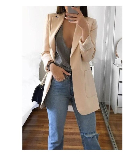 Autumn Women Casual Slim Blazers Suit Jacket Fashion Lady Office Suit | Blue Charlie