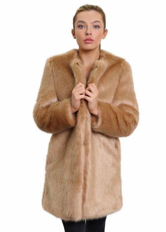 De La Creme Womens Faux Fur Classic Coat | Rose Eleusis