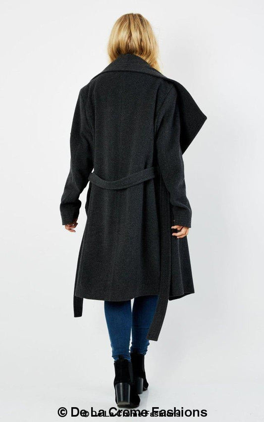 Wool Blend Large Lapel Duster Coat | Rose Eleusis