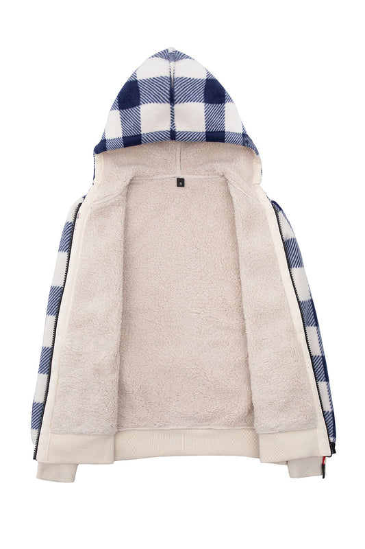 Kids Sherpa Lined Full Zip Hooded Plaid Sweatshirt Jac