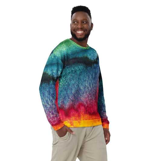 Graphic Sweatshirt for Men - Multicolor Abstract Pattern