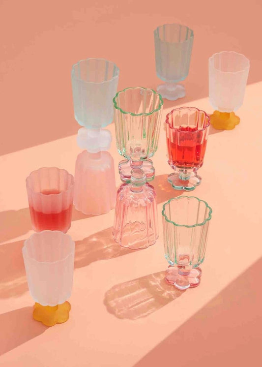 Hand Blown Petal Goblets - Cute Whimsical Colored Wine Glasses