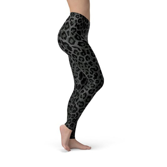 Womens Black Leopard Spots Leggingsย |ย Maroon Sooty