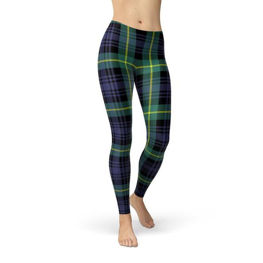 Womens Green and Blue Tartan Leggings | Maroon Sooty