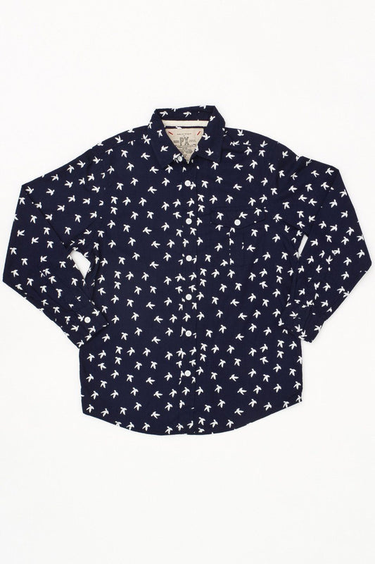 Long Sleeve Printed Woven Shirt | Cyan Lily