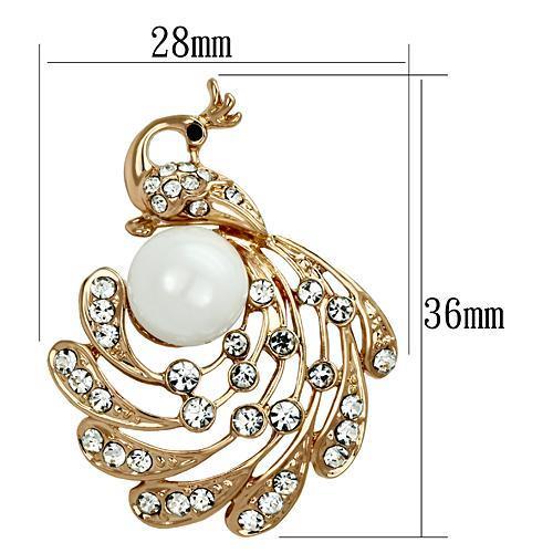 Flash Rose Gold White Metal Brooches with Synthetic Pearl in