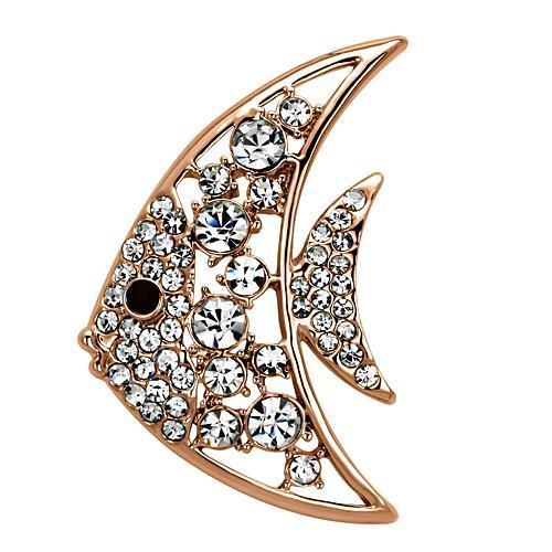 Flash Rose Gold White Metal Brooches with Top Grade Crystal